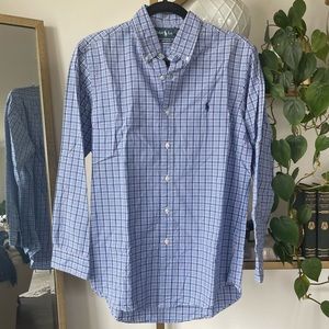 Men’s Ralph Lauren Custom Fit Blue Pink Plaid Button Down Shirt